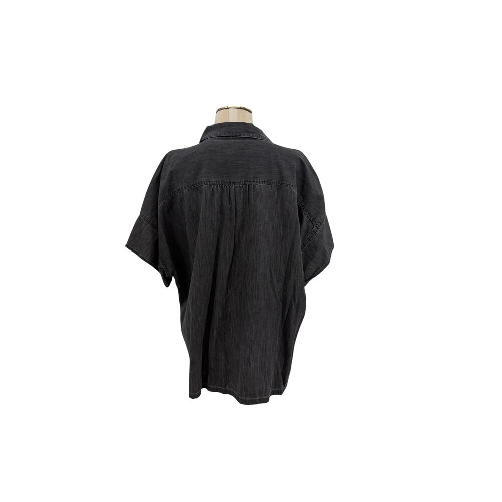 Madewell Denim Oversized Button Front Shirt Black Washed Short Sleeve XL NWT - Picture 6 of 10